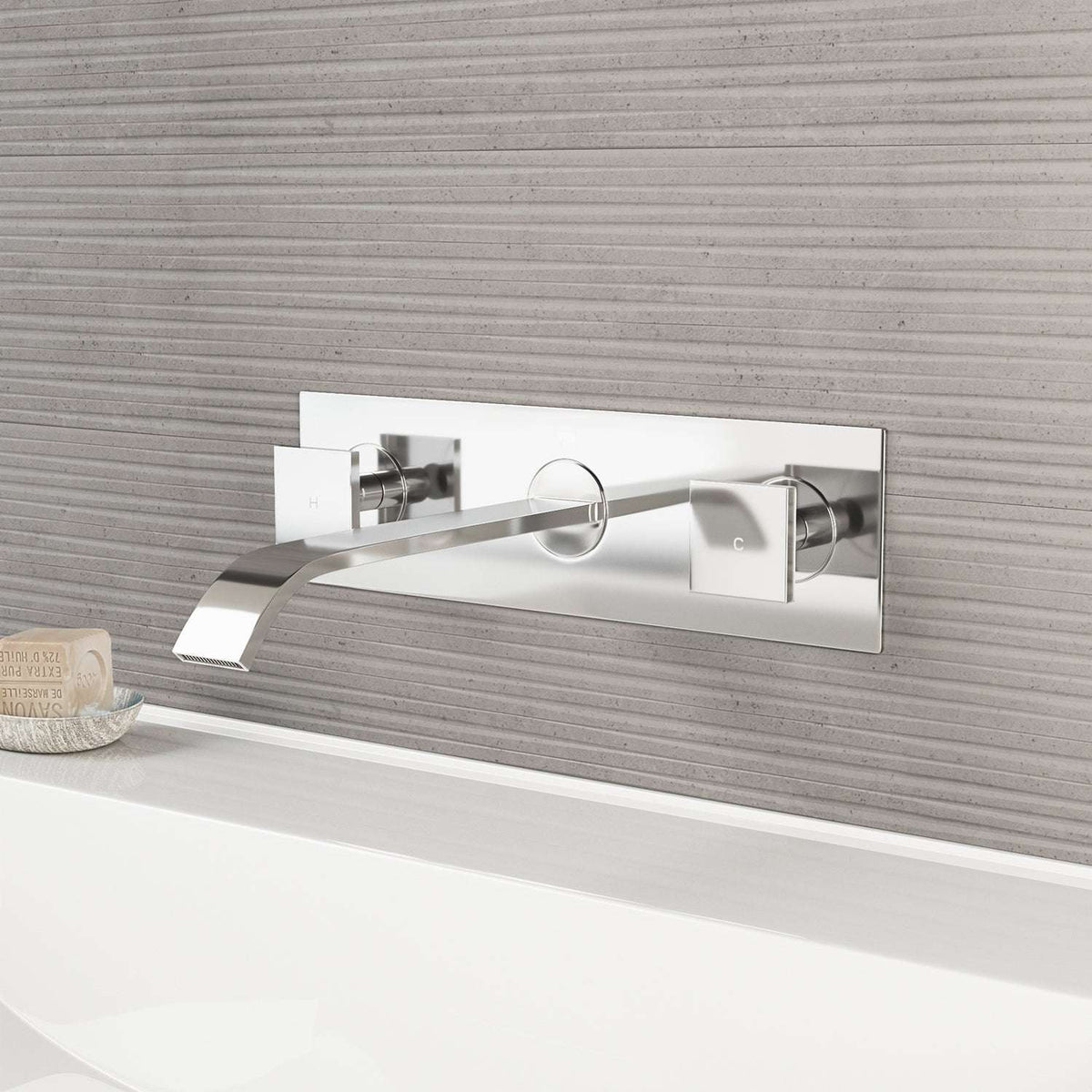 Chrome wall mount bathroom faucet with ceramic disc cartridge