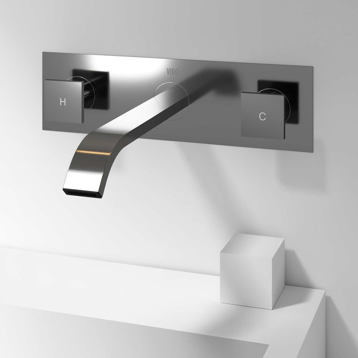 3-inch tall wall mounted faucet with brass cartridge and knob