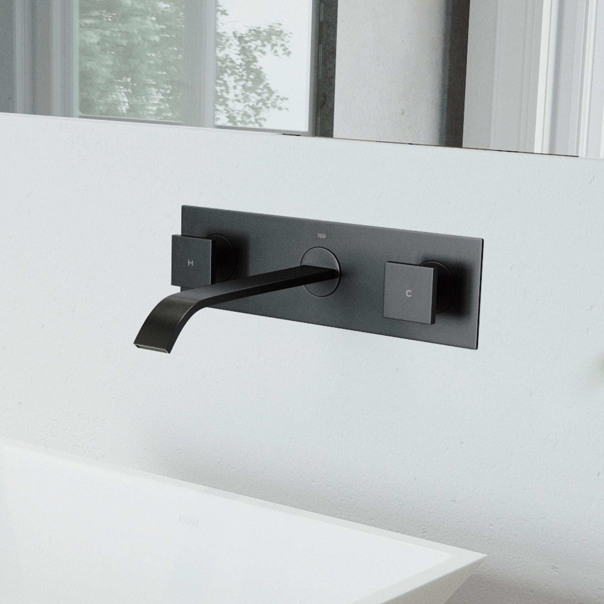 Modern contemporary waterfall spout faucet with knob handles