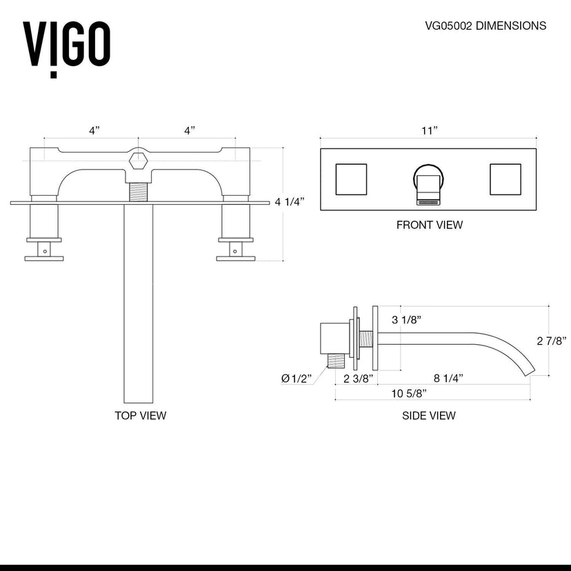 3-inch tall wall mounted faucet with brass cartridge and knob