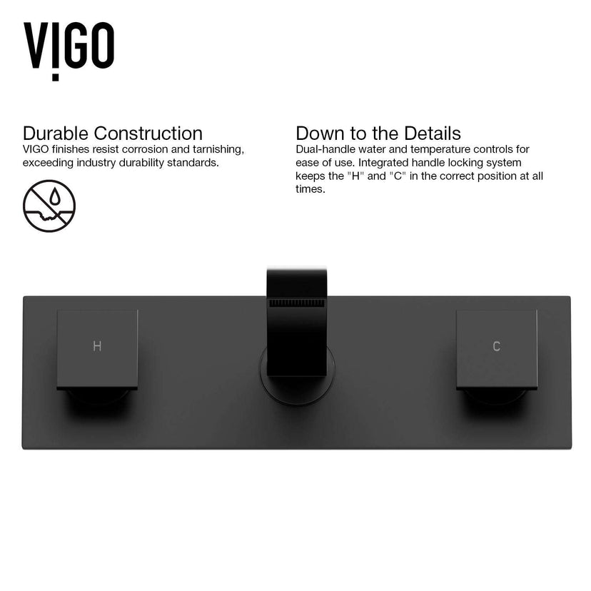 Waterfall low arc spout wall faucet in matte black finish