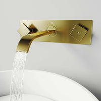 Low lead matte brushed gold faucet featuring hot cold indicators