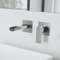 VIGO Amada Wall Mount Bathroom Faucet in brushed nickel with waterfall spout and single-lever control