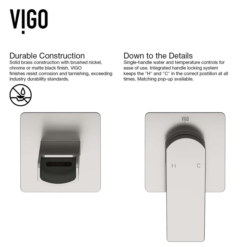 Sleek brushed nickel wall mount bathroom faucet with waterfall spout and single-lever control