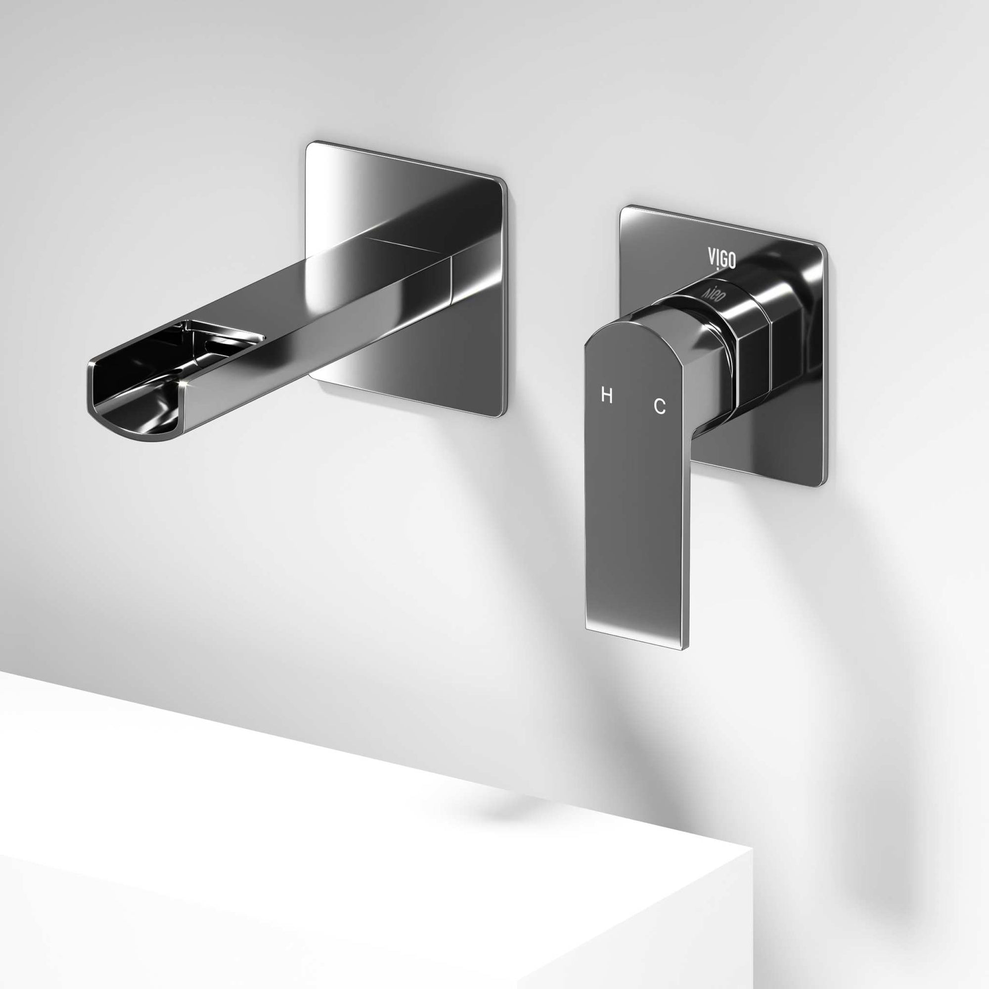 Wall mount bathroom faucet with included rough-in valve and low flow ceramic cartridge