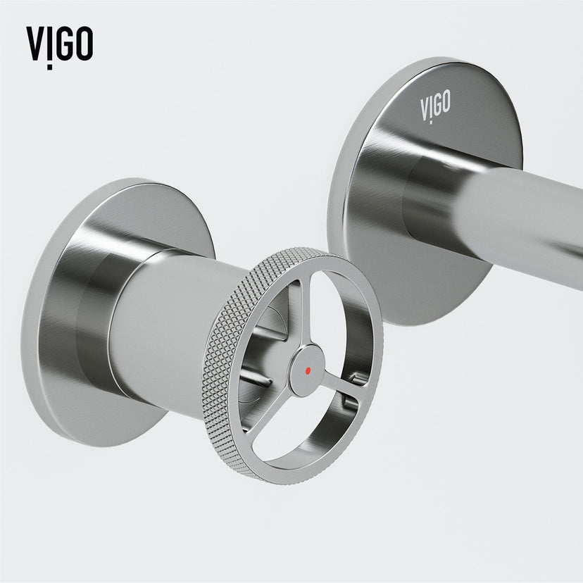Brass hardware wall mount faucet with fingerprint resistant finish and drip free operation