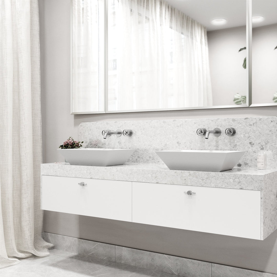 Modern contemporary brass faucet with ceramic disc cartridge and low flow design