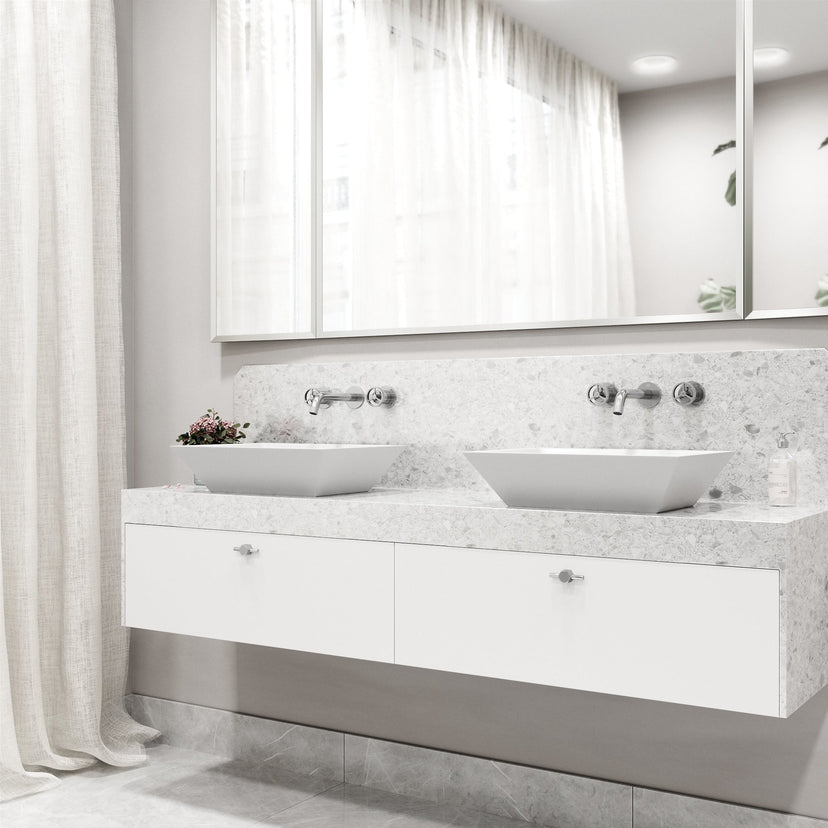 Modern contemporary brass faucet with ceramic disc cartridge and low flow design