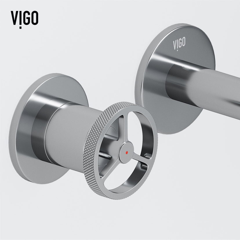 Brass hardware wall mount faucet with fingerprint resistant finish and drip free operation