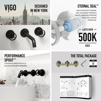 Wall mount bathroom faucet with ceramic disc valves and tarnish resistant matte black