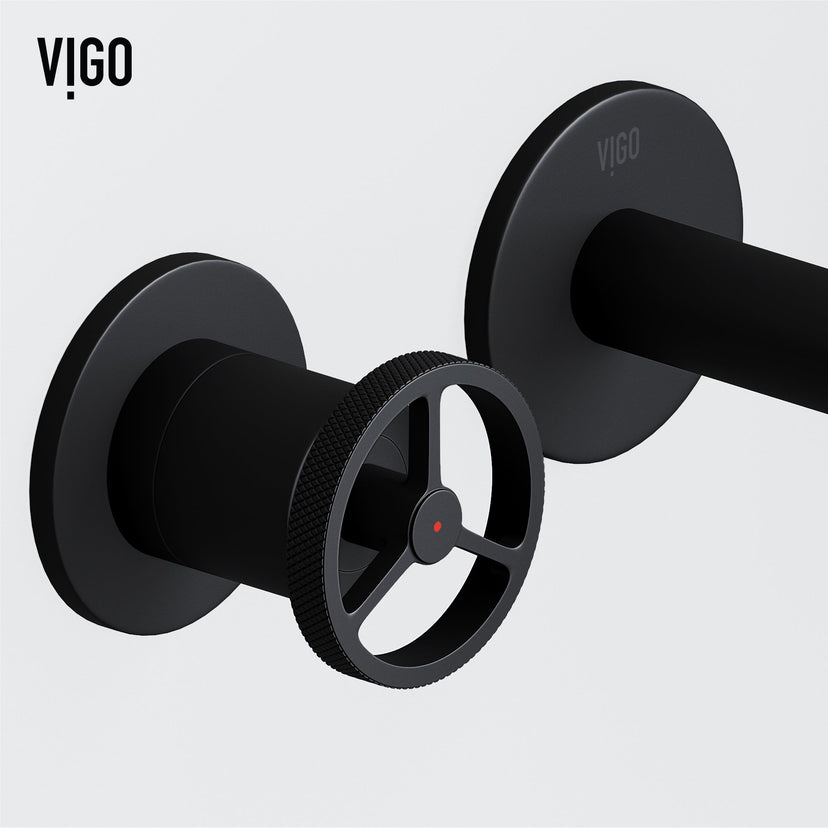 Brass hardware wall mount faucet with fingerprint resistant finish and drip free operation