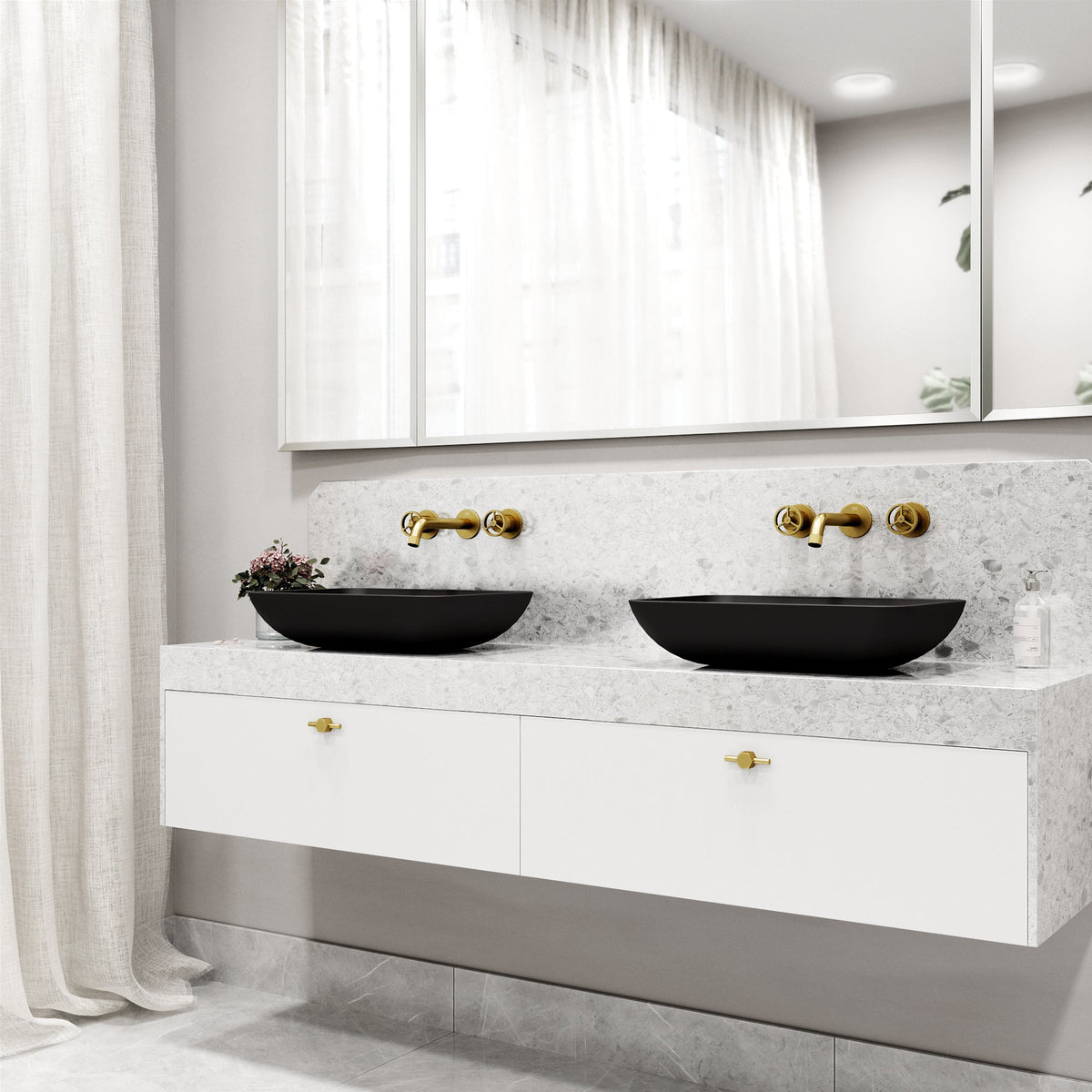 Modern contemporary brass faucet with ceramic disc cartridge and low flow design