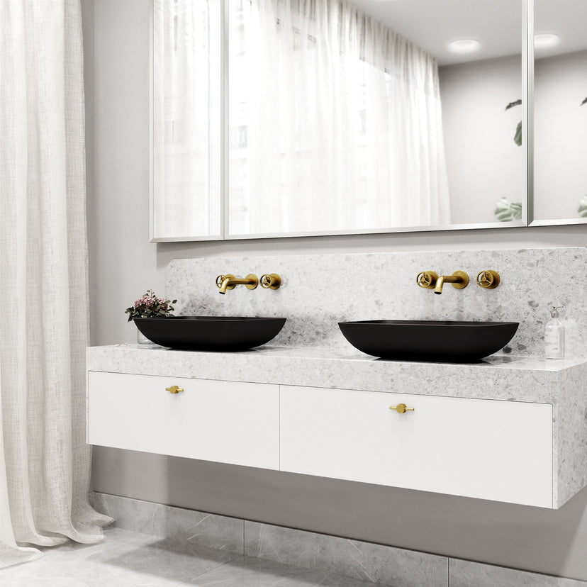 Modern contemporary brass faucet with ceramic disc cartridge and low flow design