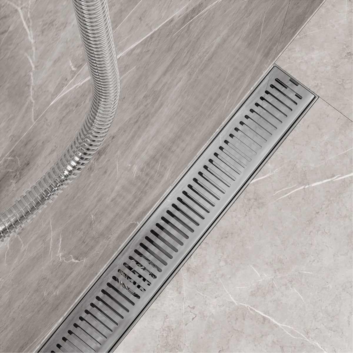 Chrome finish rectangle shower accessory, brass, modern design, commercial use approved