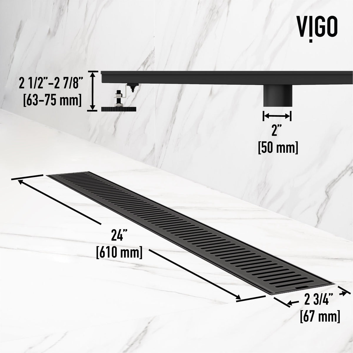 Modern rectangle shower accessory in matte black, brass construction, contemporary design