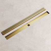 Modern rectangular brass shower accessory in matte brushed gold finish