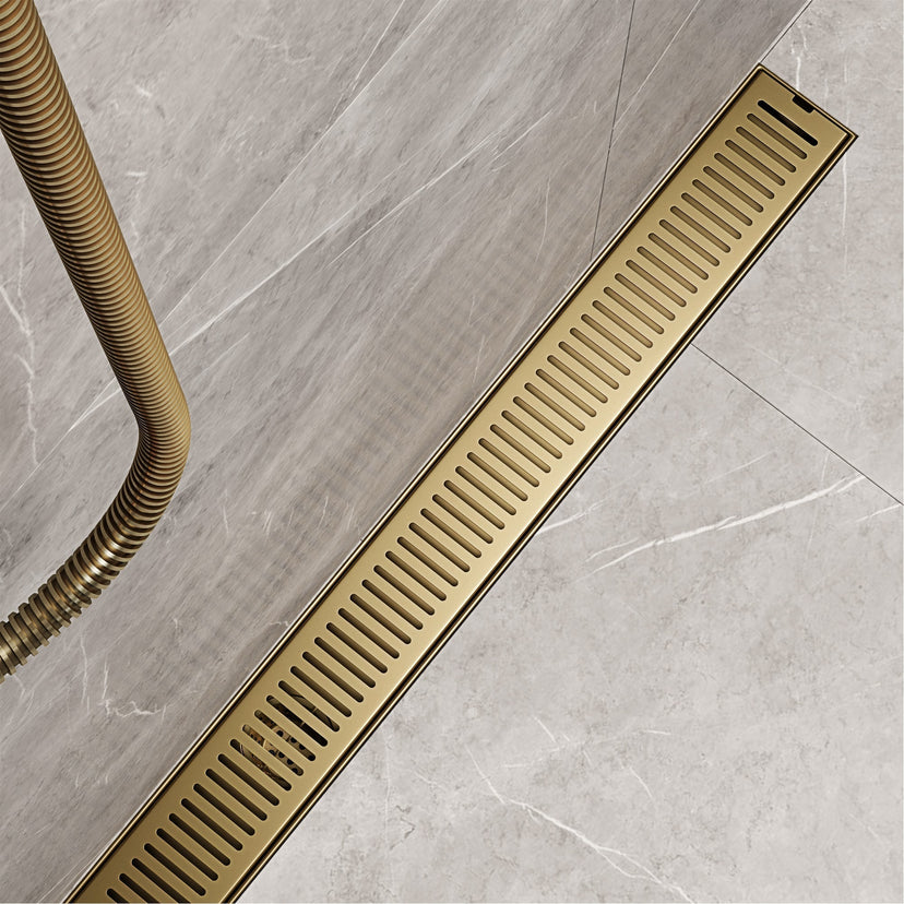 Rectangle shaped modern shower accessory in matte brushed gold brass