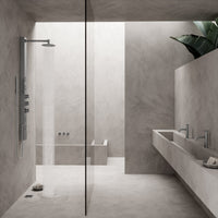 Square brass shower accessory with brushed nickel finish, fade resistant, commercial approved