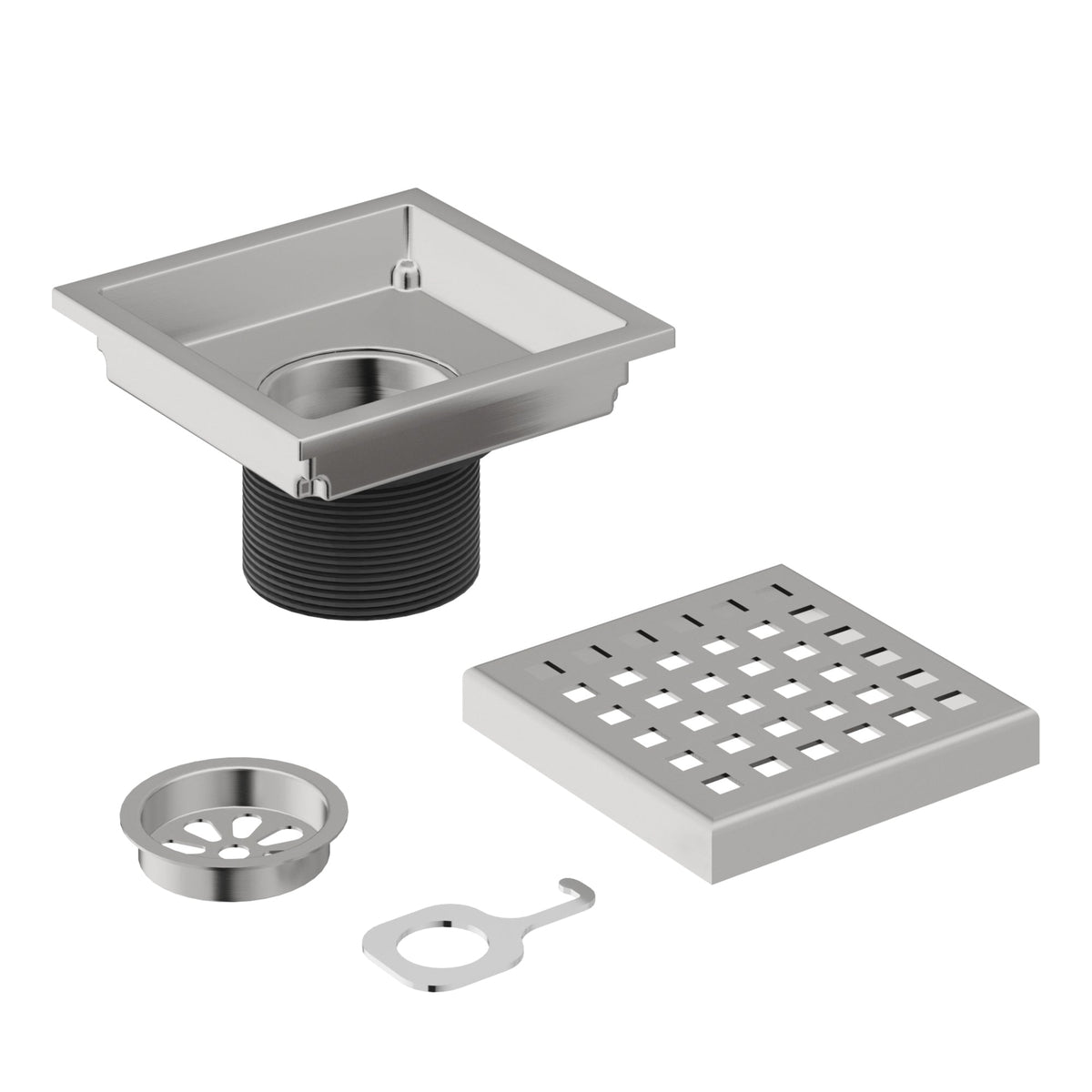 Modern square shower accessory in brushed nickel, handmade brass, scratch resistant