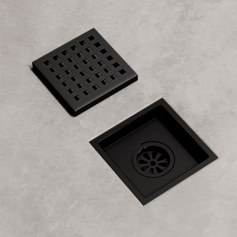Modern contemporary bathroom accessory with matte black finish, square shape, fade resistant