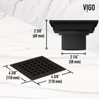 Handmade brass shower accessory, square, matte black, approved for commercial use