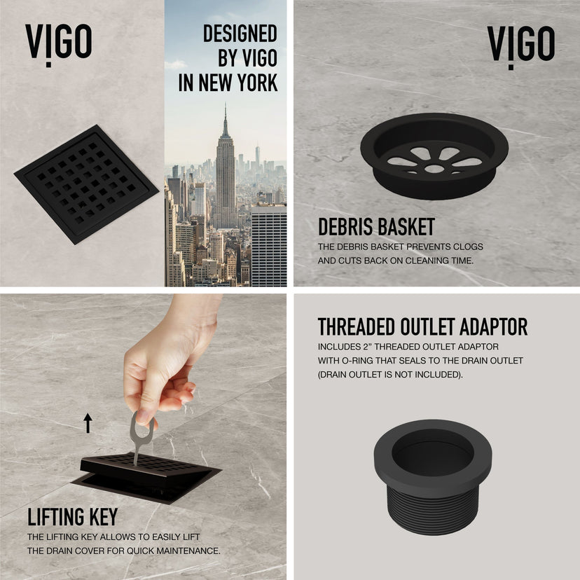 Matte black square shower accessory, brass material, scratch resistant, modern style