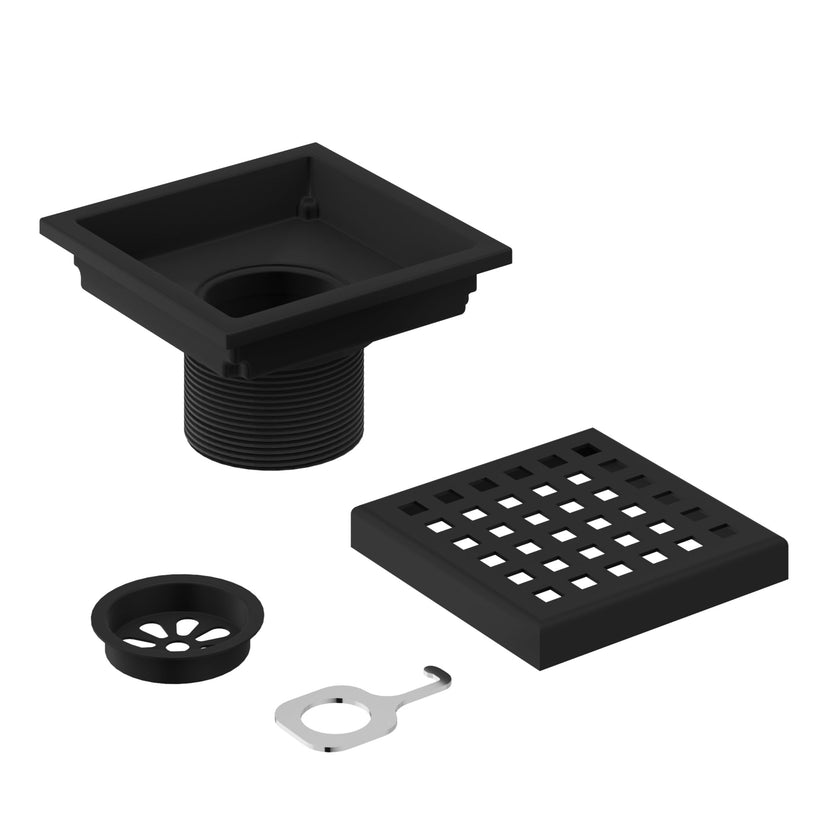 Modern square shower accessory in matte black, handmade brass, scratch resistant