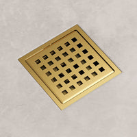 Square brass shower accessory in matte brushed gold finish, modern design, handmade and rust resistant