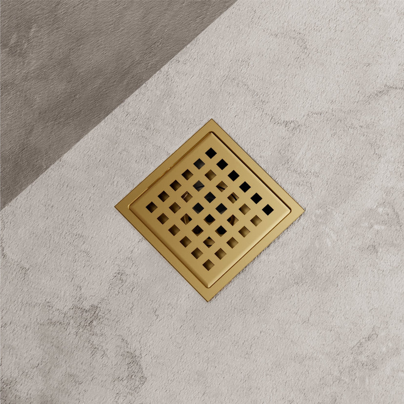 Rust resistant square bathroom accessory in matte brushed gold, handmade brass, contemporary design