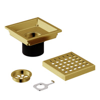 Modern square shower accessory in matte brushed gold, handmade brass, scratch resistant