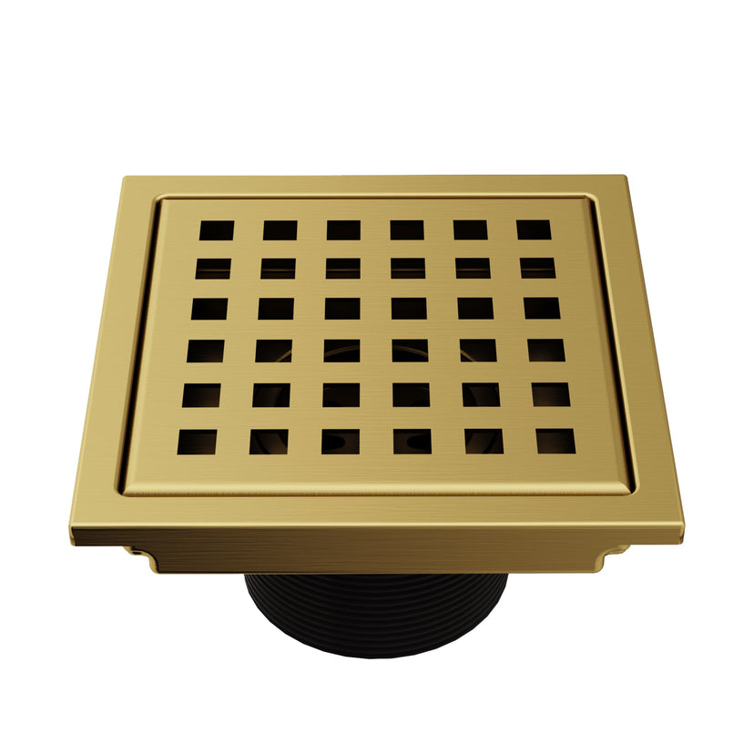 Matte brushed gold finish brass shower accessory, square, commercial use approved, contemporary