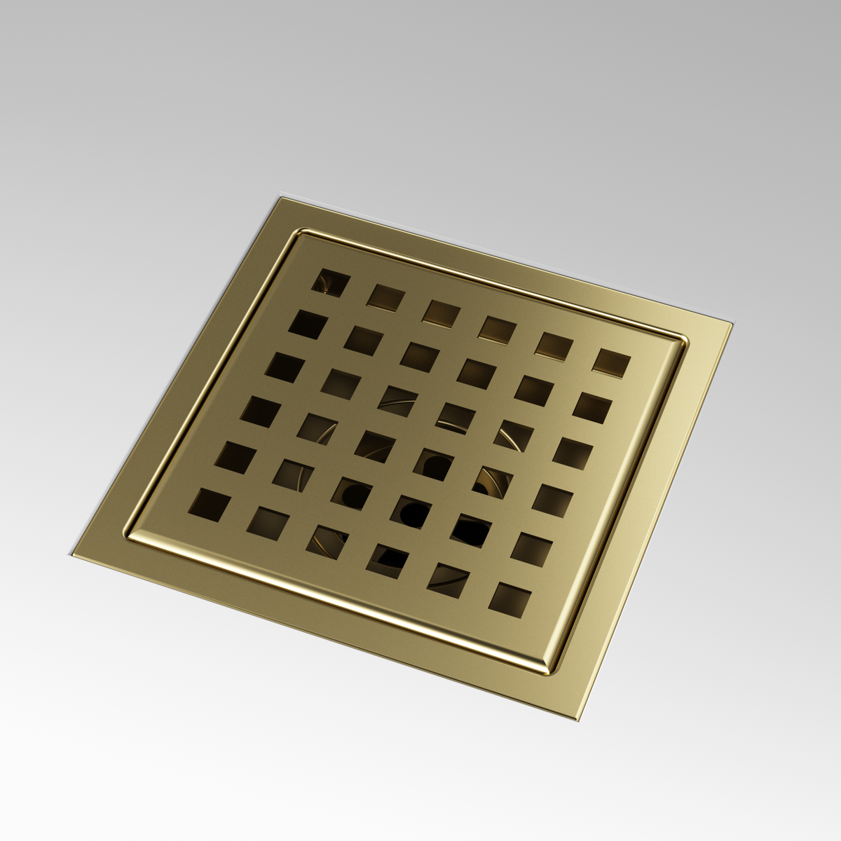 Handmade square brass accessory for shower, matte brushed gold, fade and rust resistant