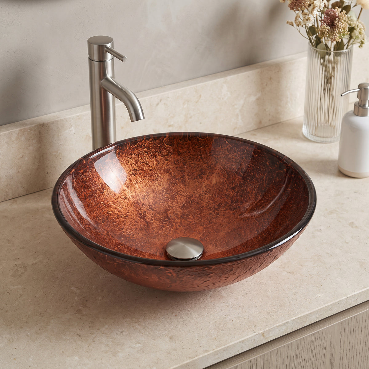 Giovanni Round Glass Vessel Sink