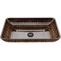 Donatello Glass 22 in. L x 15 in. W x 5 in. H Rectangular Vessel Bathroom Sink