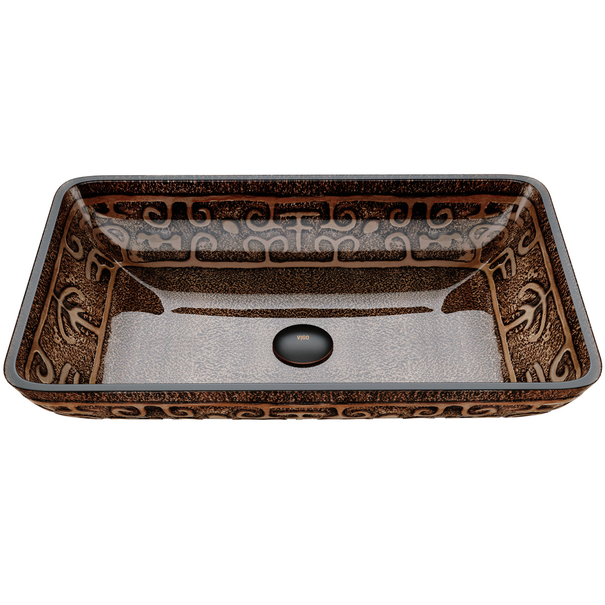 Donatello Glass 22 in. L x 15 in. W x 5 in. H Rectangular Vessel Bathroom Sink
