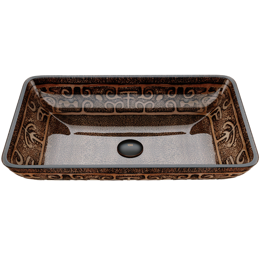 Donatello Glass 22 in. L x 15 in. W x 5 in. H Rectangular Vessel Bathroom Sink