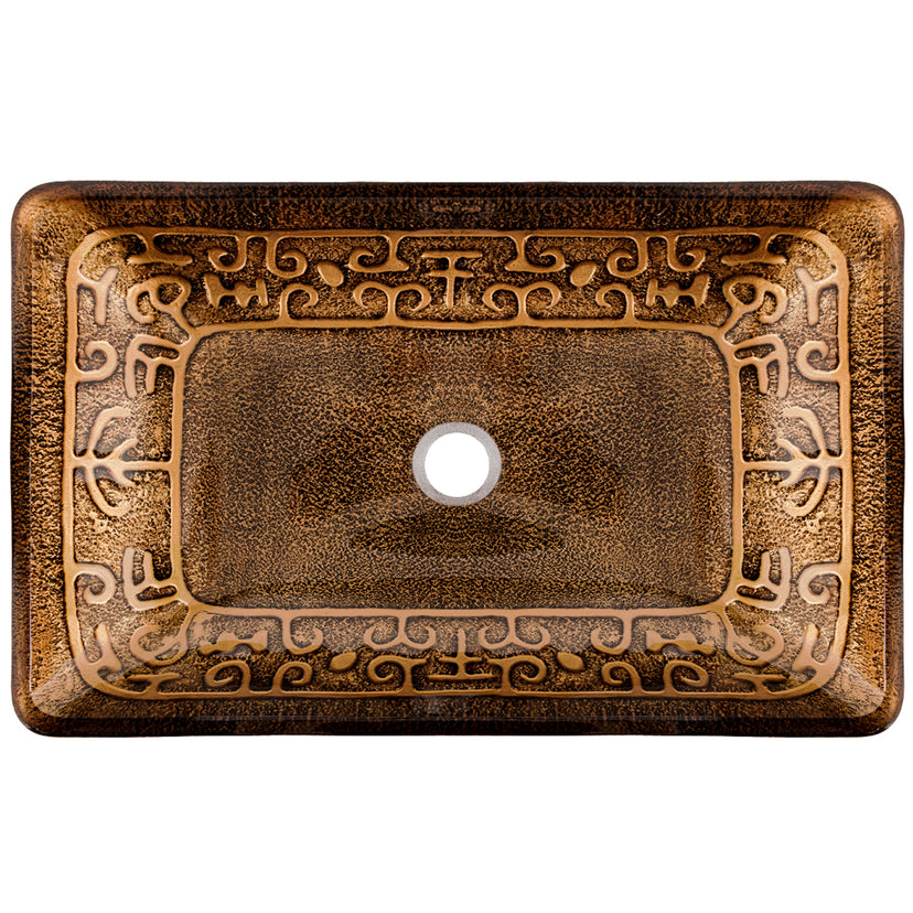 Donatello Glass 22 in. L x 15 in. W x 5 in. H Rectangular Vessel Bathroom Sink