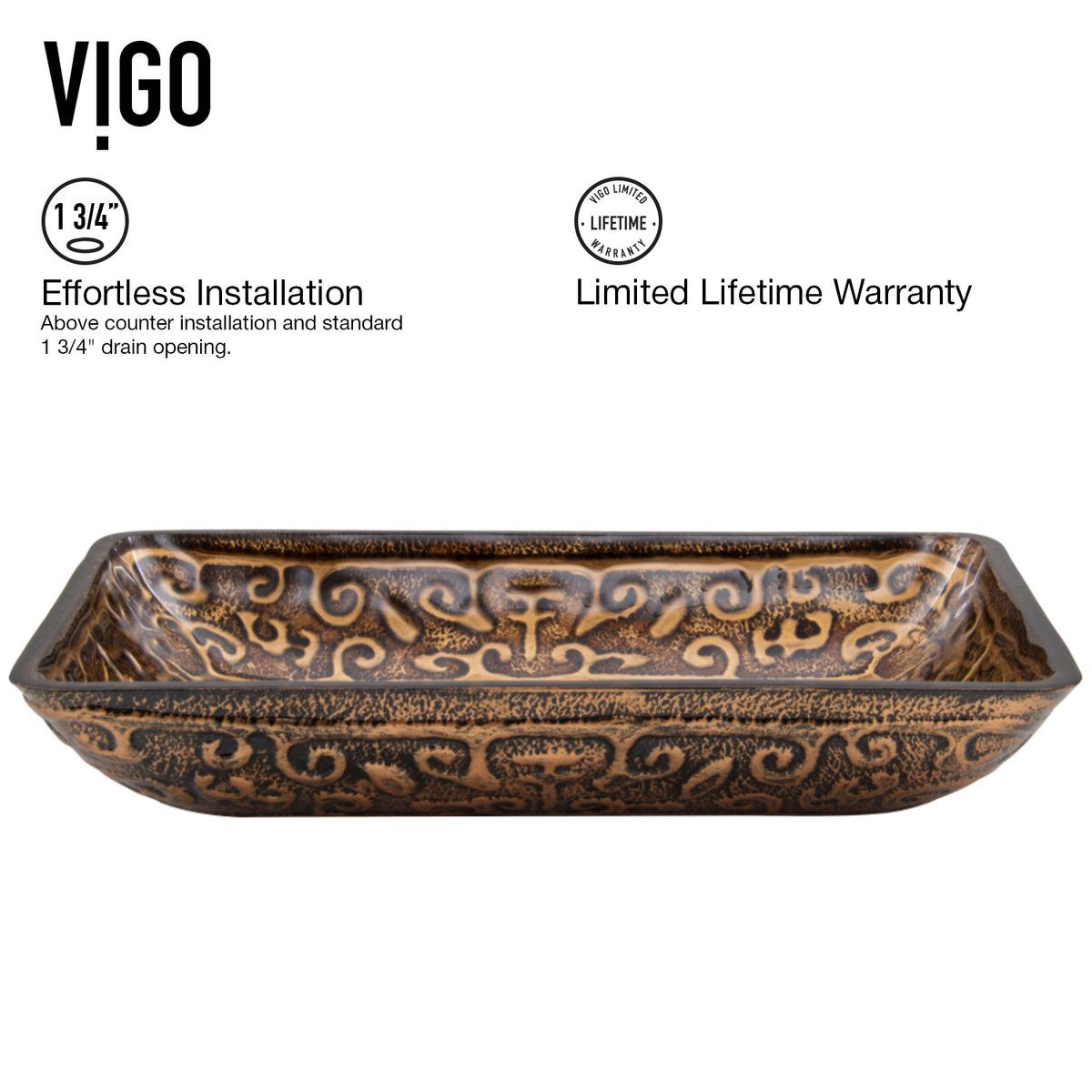 Donatello Glass 22 in. L x 15 in. W x 5 in. H Rectangular Vessel Bathroom Sink
