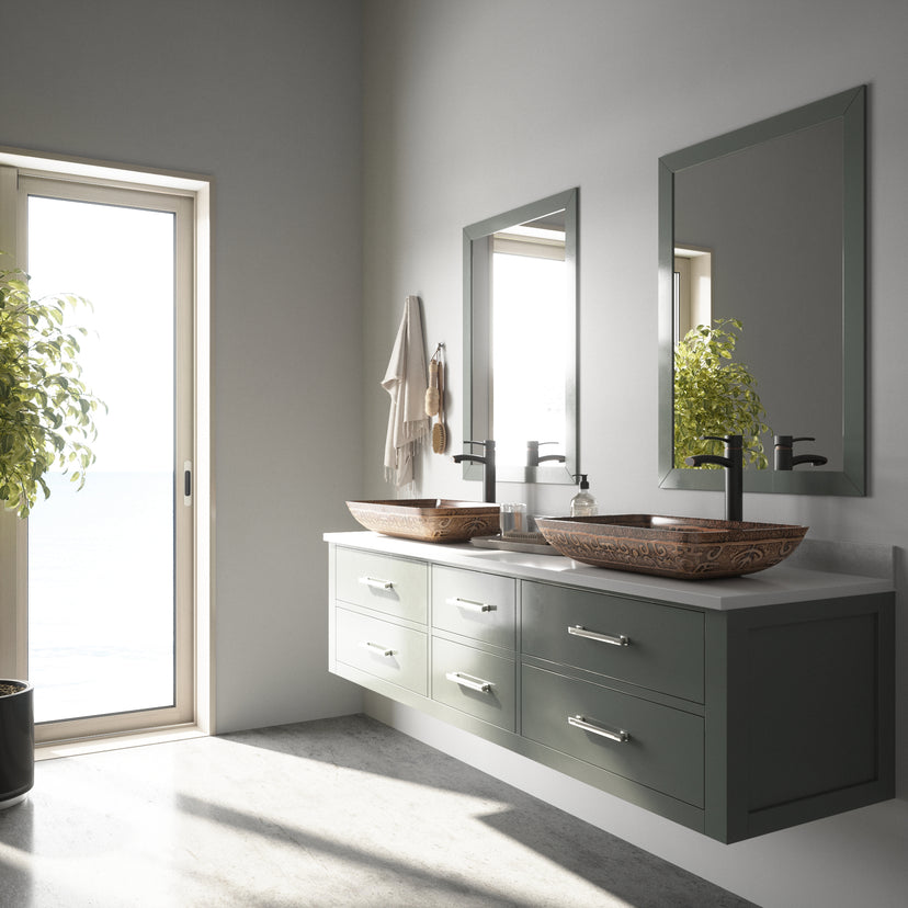 Donatello Glass 22 in. L x 15 in. W x 5 in. H Rectangular Vessel Bathroom Sink