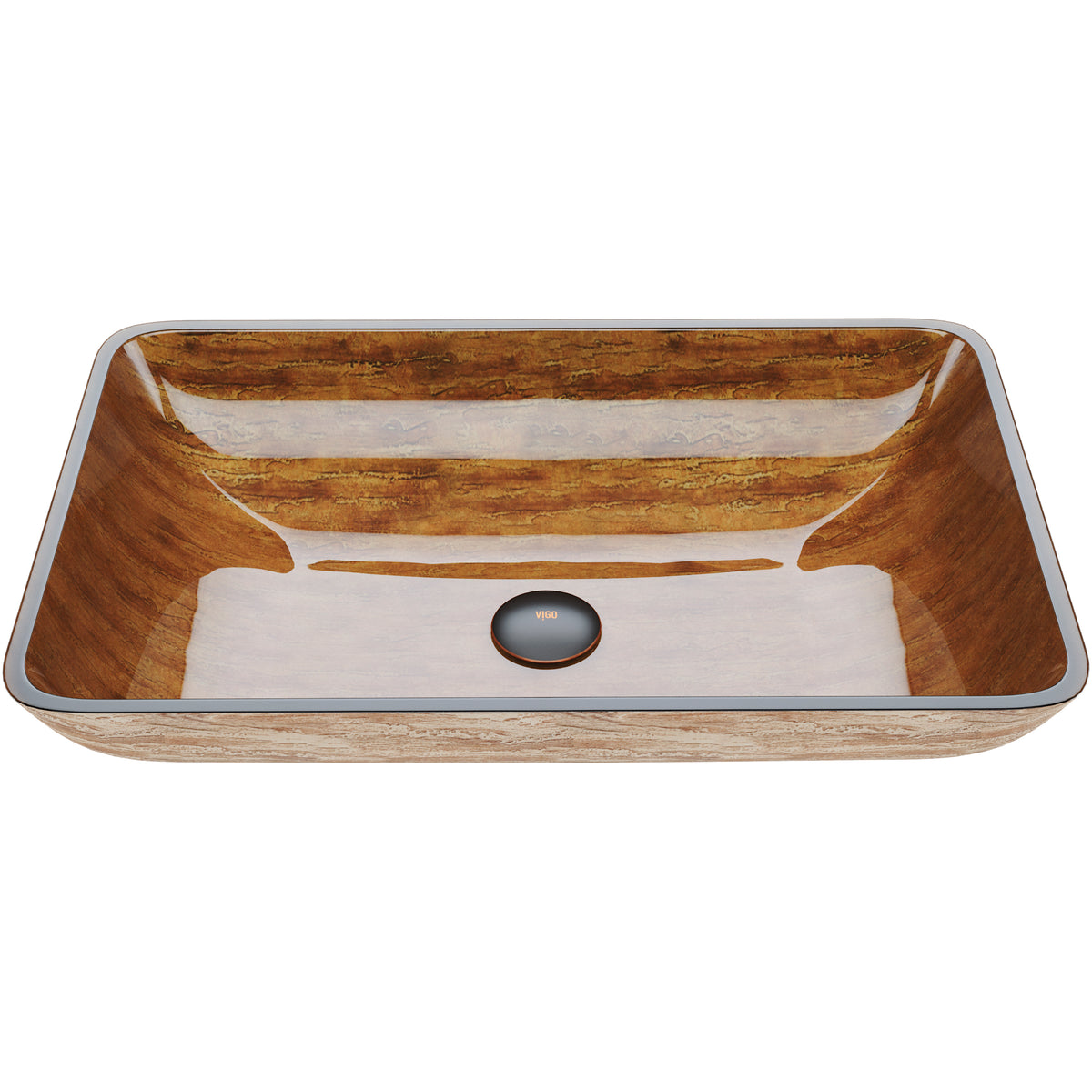 Donatello Glass 22 in. L x 15 in. W x 5 in. H Rectangular Vessel Bathroom Sink