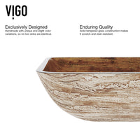 Donatello Glass 22 in. L x 15 in. W x 5 in. H Rectangular Vessel Bathroom Sink