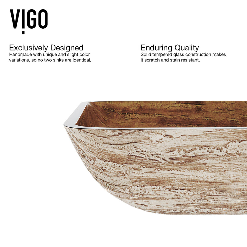 Donatello Glass 22 in. L x 15 in. W x 5 in. H Rectangular Vessel Bathroom Sink
