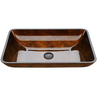 Donatello Glass 22 in. L x 15 in. W x 5 in. H Rectangular Vessel Bathroom Sink