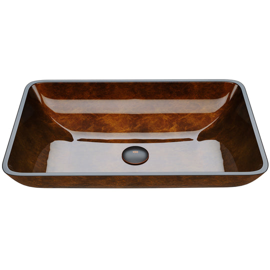 Donatello Glass 22 in. L x 15 in. W x 5 in. H Rectangular Vessel Bathroom Sink