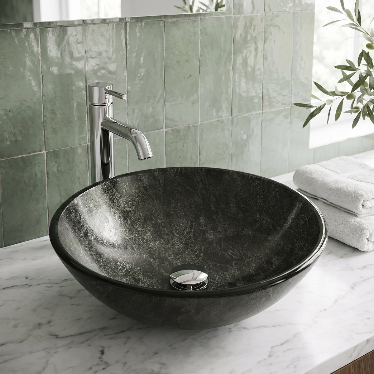 Giovanni Round Glass Vessel Sink