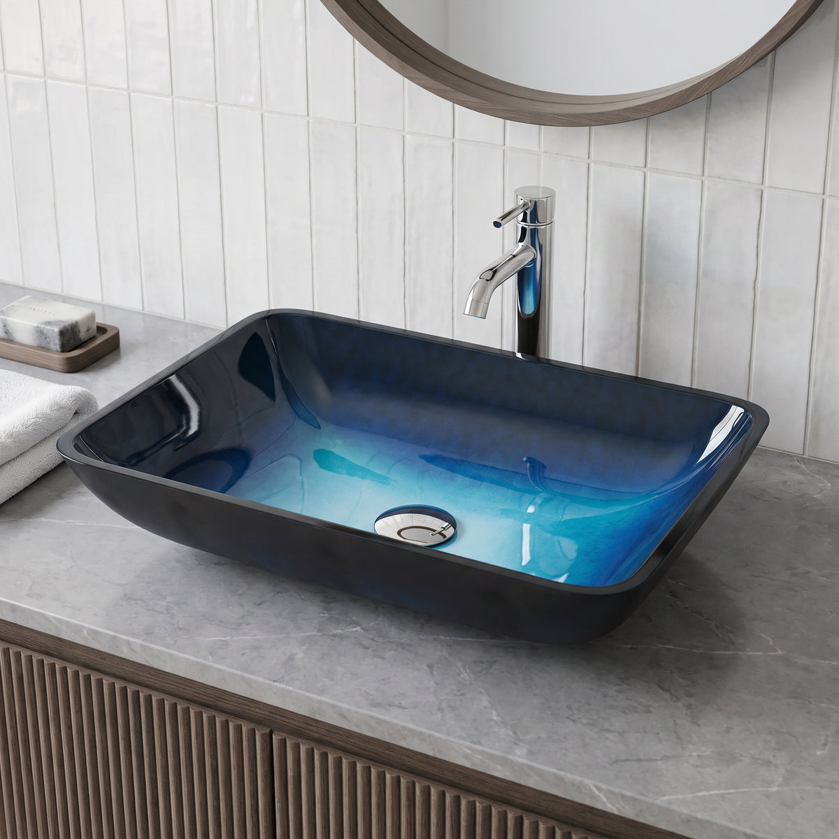 Sottile Rectangular Glass Vessel Sink