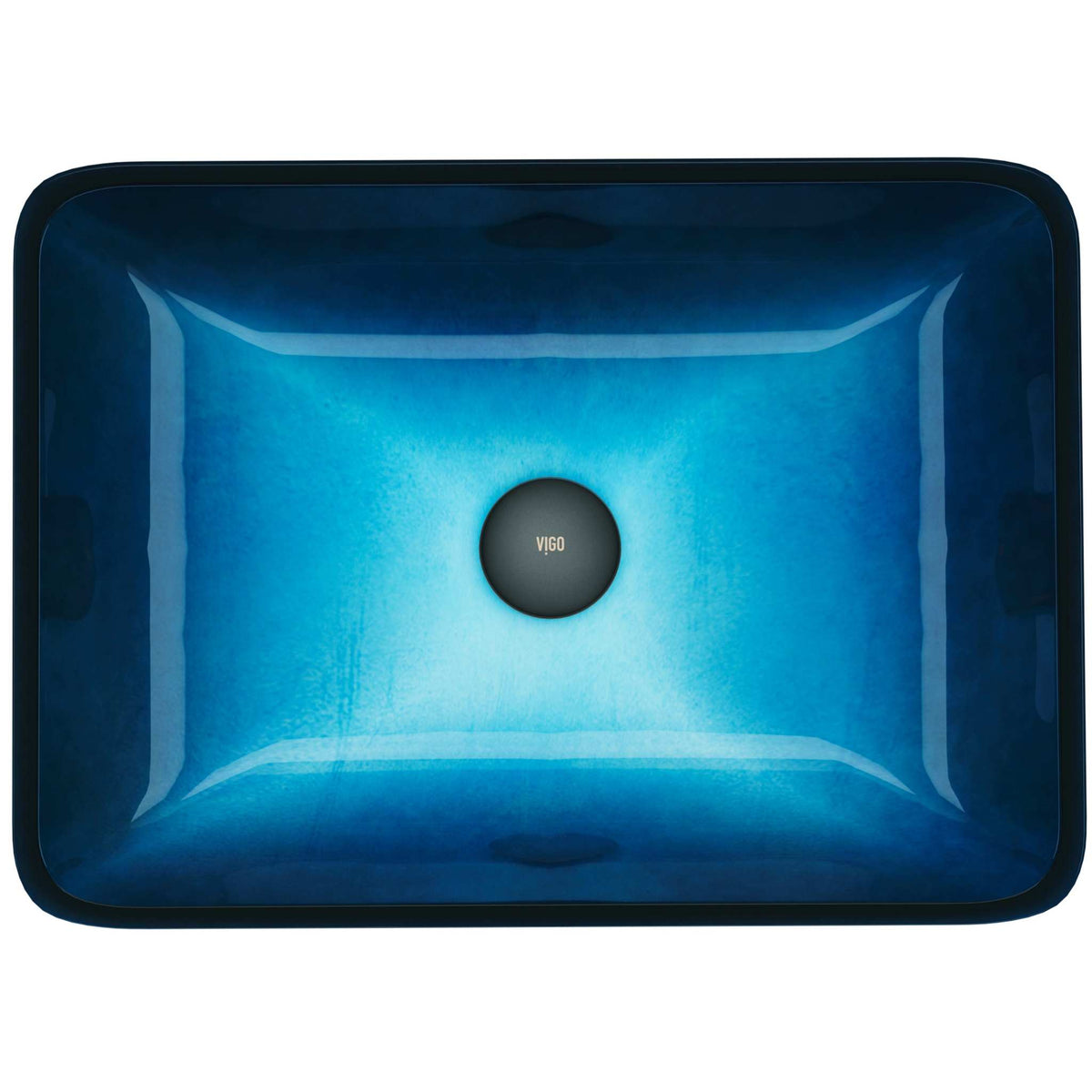 Handmade rectangular glass sink in turquoise water finish for modern bathrooms