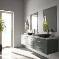 Rust-resistant glass sink in turquoise water tone, vessel installation type