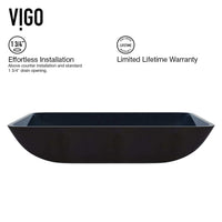 Modern rectangular glass vessel sink with scratch-resistant surface