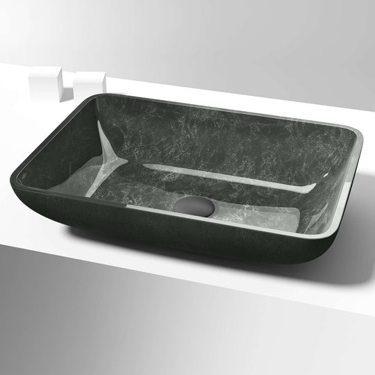 Contemporary glass vessel sink in gray onyx finish, fade and scratch resistant